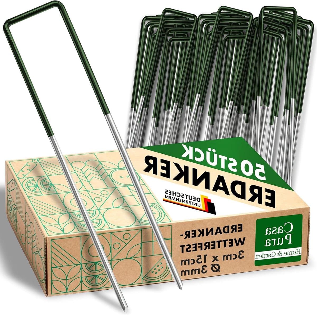 Grondankers Kunstgras - Haringen Tuin - Vastzetten Bodembedekking - Corrosiebestendig Ijzerdraad - 15 x 3 cm - Groen — afbeelding 1
