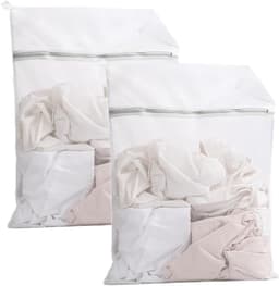 Wassen Netten - Wäschebeutel voor Waschmachine - 2 Stuks 40x50cm - Duurzaam Polyester met Rits - Voor Fijne Kleding en Schoenen - Wit — thumbnail 1