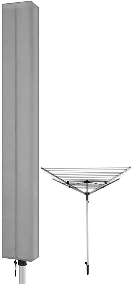 Droogmolen Hoes - 165 x 16 x 16 cm - Beschermhoes Universeel - Oxford-stof - Heavy Duty Roterende Waslijn Afdekking - Met rits en trekkoord - Waterdicht - Stofdicht - Winddicht - UV-bestendig - Voor Tuin, Binnenplaats, Buiten en op de Camping - Grijs — afbeelding 1