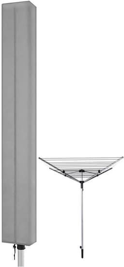 Droogmolen Hoes - 165 x 16 x 16 cm - Beschermhoes Universeel - Oxford-stof - Heavy Duty Roterende Waslijn Afdekking - Met rits en trekkoord - Waterdicht - Stofdicht - Winddicht - UV-bestendig - Voor Tuin, Binnenplaats, Buiten en op de Camping - Grijs — thumbnail 1