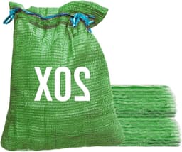 Netzakken met trekkoord - Opslagzakken - Oogst bewaren - Ademend materiaal - 42 x 60 cm - Groen — thumbnail 1