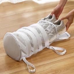 Schoenwaszakken voor de Wasmachine - 2 Stuks, Mesh Waszakken met Schuimbescherming en Ophanglus voor Sneakers, Sportschoenen, Sokken en Ondergoed — thumbnail 5
