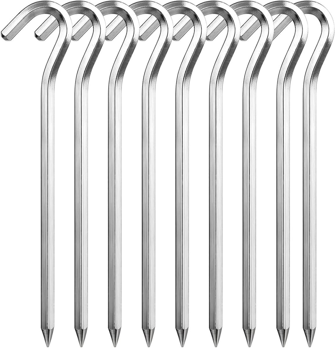 Set van 10 Tentpinnen van 18 cm, Sterke Aluminium Haringen voor Tentbevestiging, Tuinieren, Kamperen en Sportnetten — afbeelding 1