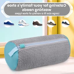 Waszak voor schoenen, herbruikbare waszak voor de wasmachine, ideaal voor het reinigen van sportschoenen, met rits, 360° reiniging, set van 2, grijs — thumbnail 5