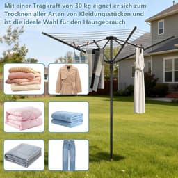 Droogmolen met Voet voor Camping & Thuis - Wasrek Staand - Droogrek Inklapbaar - verstelbaar — thumbnail 3