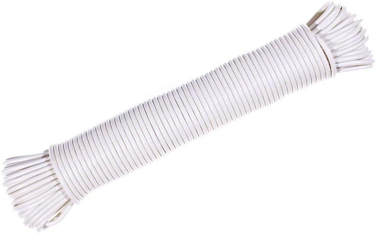 Plastic Waslijn - Kledinglijn Buiten - Kleding Drogen Buiten - Vezel Versterkt - 5/32 of 7/32 Inch - Wit — afbeelding 1