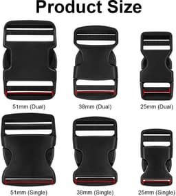 Seb3 - vervangende clips - stevige kunststof - zwart - buckles voor rugzakbanden - 8 stuks - ideaal voor volwassenen — thumbnail 5