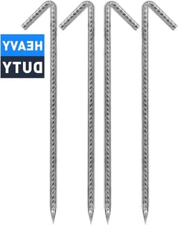 Grondanker tentharingen - tuin haringen van staal - grondnagels voor landschap en bouw - tent voor trampoline en schommel - 6 stuks 30 cm — thumbnail 3