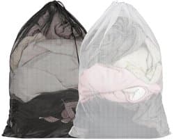 Set van 2 Sterke Wasnetten voor de Wasmachine, Grote Waszakken met Trekkoord voor Thuis, Hotel en Reizen, Ideaal voor Kleding en Ondergoed