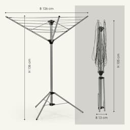 Droogmolen - Inklapbaar Droogrek voor Binnen & Buiten - Mobiele Wasdroogmolen - Verstelbaar Droogrek 4 Niveaus - Lichtgewicht Aluminium Droogmolen - Weerbestendig Wasrek - Compact Camping Droogrek - Zilver & Groen — thumbnail 1