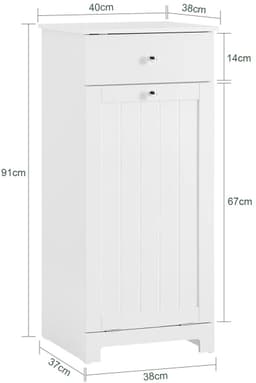 VIEMAE Wasmand - Wasmand meubel - Wasmand met deksel - Wassorteerder - Wasmanden - Meubel wasmand - Met lade - 40x90x38cm - Wit — thumbnail 2