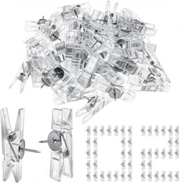 Punaise klemmen - Drukknop clips - Foto's ophangen - Met opbergdoos - 50 stuks - Transparant — thumbnail 1