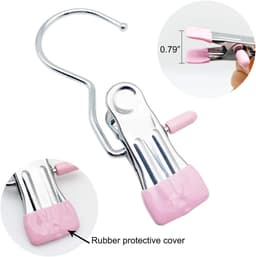 Kleerhanger Knijperhaken 24 Stuks Draagbare Metalen Knijperhanger, Roestvrijstalen Was Knijperclips, 360째 Draaibare Kleerhanger Knijperclips voor Broek Sokken Handdoek — thumbnail 2