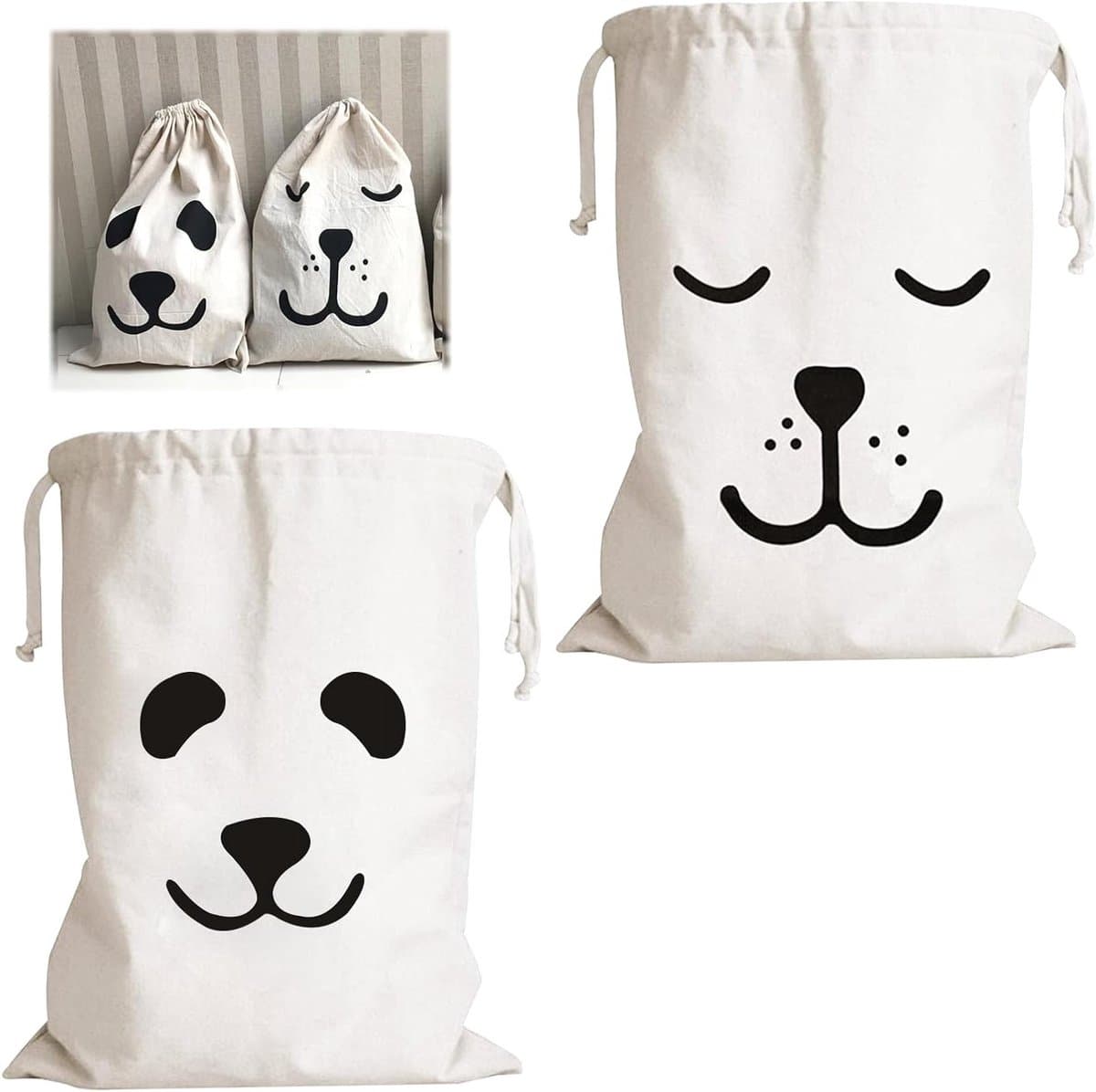 Set van 2 Waszakken 46 x 62 cm - Herbruikbare Stoffen Waszakken met Trekkoord voor Vuile Was, Reizen en Opbergen van Speelgoed, Grote Capaciteit — afbeelding 1