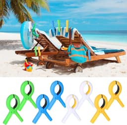 Set van 8 Handdoek Klemmen voor Strandstoelen, Grote Kledingknijpers in 4 Kleuren, Ideaal voor Handdoeken, Bedlinnen en Dikke Kledingstukken — thumbnail 3