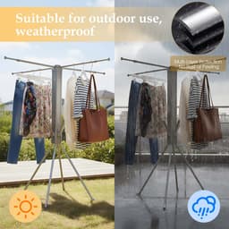 SHANNA Metalen Wasrek Inklapbaar - Staand Droogrek 132cm - Draagbaar opvouwbaar droogrek - In hoogte verstelbaar - Buiten & Binnen bruikbaar — thumbnail 5