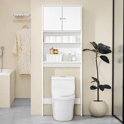 Golaro Wasmachinekast - Opbergkast met Deuren en Planken - Badkamer Opbergkast Boven Wasmachine - Wasmachine-ombouw - Wit — thumbnail 3