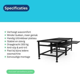 Wasmachine Verhoger - Opbouwmeubel Sokkel - Apparaten Verhoging - Dubbel Anti-tril - 45 cm hoog - Zwart — thumbnail 4