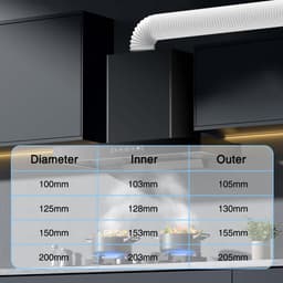 Afvoerslang - Flexibele buis - Ventilatie verbeteren - Vlamvertragend materiaal - 150mm 2.5m - Wit — thumbnail 2