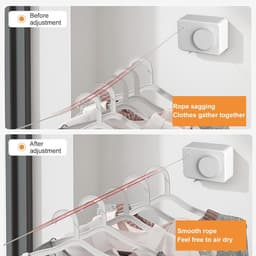Pull-out Kledinglijn - Roestvrij Staal - Uittrekbare Kledinglijn - Inclusief 4 Grote Wasknijpers - 20 Kleine Kledinghaken en Schroeven - Voor Balkons - Hotels — thumbnail 3