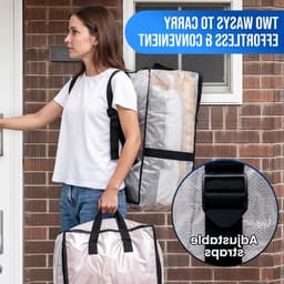 Verticale Verhuiszakken met Sterke Handvatten en Ritsen voor Kledingopslag, Waszakken en Reizen - 2 Stuks Transparant — thumbnail 4