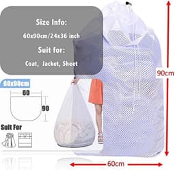 Sac à Linge - Fillets de Wasse Sac a Linge-Witwasserijzakken voor het beschermen van de kleding te wassen in de machine - Deel van 2 - Wit — thumbnail 5