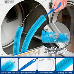 5-Delige Wasmachine Reinigingsborstel - Flexibele Vent Borstel - Drogerontluchtingsreinigingsset - Pijpenreinigingsborstel - Wasmachine Reinigingsborstel - Radiatorreinigingsborstel - Geschikt Voor Droger, Kleding, Koelkast - Blauw — thumbnail 2