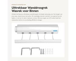 Dailygoods- Wanddroogrek Uittrekbaar 3,75 m - Wasrek Voor Binnen - Droogrek Voor Balkon - Flexibel Gebruik - 5 Lagen - Volledige Bescherming