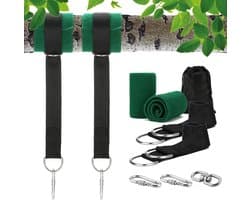 Dailygoods- Hangriemen Ultrasterk 300 kg - Schommelriemen - Karabijnhaken - Boombeschermingsmatten - Buitenactiviteiten - 1,5 m/5 ft - Schommelhangers