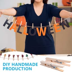 Houten Wasknijpers - Kleding Clips - Kleding Ophangen - Natuurlijk Hout - 100 Stuks - Houtkleur — thumbnail 4