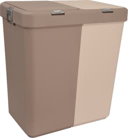 Wasmand - Wassorteerder - Wasmand opvouwbaar - Wasbox - Wasmand met touch deksel - Sumpas Wasmand - 2 vakken -80 Liter - 100% gerecycled plastic - Bruin/Creme — thumbnail 5