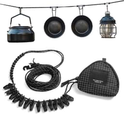 Camping Waslijn - Draagbare Waslijn - Kleding Drogen - Reflecterend en Winddicht - 1.0 Meter - Zwart — thumbnail 1