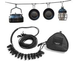 Camping Waslijn - Draagbare Waslijn - Kleding Drogen - Reflecterend en Winddicht - 1.0 Meter - Zwart