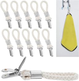 Hangende theedoeken clips - Set van 10 - Metalen keukenhanddoek hangers - Geschikt voor thuis, keuken en badkamer - Handige haak clips met lus — thumbnail 1