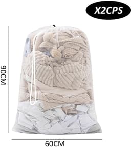Wit netzak voor wasmachine - 2 stuks - 60 x 90 cm - duurzaam — thumbnail 2
