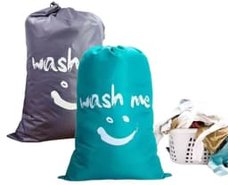 NTH products- Waszak Set van 2 - Opvouwbare Waszakken - 61 x 91 cm - Grijze/Bluwe Waszak - Hoogwaardige Oxford Stof - Met Trekkoord - Wasmand — thumbnail 1