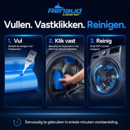 Renaud Cleaner Professionele Wasmachine Reiniger – Combi Pack (3 x Dispenser + 50ml) – Anti-Kalk, Vet Luis & Geurproblemen – Grondige Reiniging & Frisse Geur – Ontkalker - Universeel Geschikt — thumbnail 2