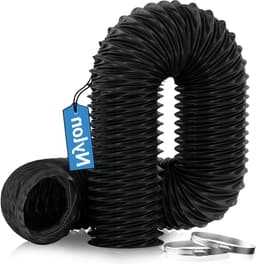 Ø75 mm Afvoerpijp, 2.5 m Flexibele Nylon Aluminium Slang met 2 Slangklemmen, Hittebestendig voor Vloerverwarming, Afzuigventilator en Ventilatiesysteem, Zwart — thumbnail 1