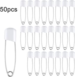 Baby Veiligheidsspelden - Doek Luiersluitingen - Knutselen en Sluiten - Met Plastic Veiligheidslock - 50 Stuks - Wit — thumbnail 5