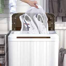 Schoenwaszakken voor Sneakers en Kleding - Grote Honeycomb Mesh Waszak met Rits en Band voor de Wasmachine en Droger — thumbnail 5