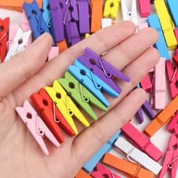 Houten Wasknijpers - Ambachtelijke Pinnen Clips - Foto's Ophangen - Natuurlijk Hout - 100 stuks - Gemengd Gekleurd — thumbnail 5