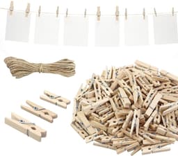 Dailygoody - Mini Houten Knijpers - Decoratieve Fotoklemmen - Set van — thumbnail 1