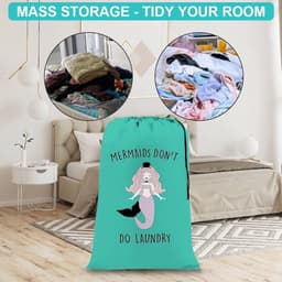 Dailygoody - Extra grote waszak - Opvouwbare opbergtas - Duurzaam en handig - Groene zeemeermin - Voor reizen en badkamer - 61×91 cm — thumbnail 5
