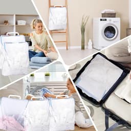 Set van 2 waszakken en 2 wasnetten voor bh's met rits, ideaal voor ondergoed, blouses en babykleding, herbruikbare en grote waszakken met handvatten — thumbnail 5