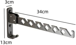 2 stuks kledinghanger - droogrek - kledingopslagrek - wandmontage - inklapbaar - geen boren nodig - opbergaccessoires - geschikt voor binnen, buiten, balkon (zwart, 34*13cm) — thumbnail 2