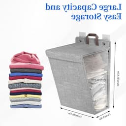Wasmand met deksel en handgrepen - Ruimtebesparend en opvouwbaar - Grote capaciteit - Voor badkamer, bijkeuken, slaapkamer - Set van 2 stuks — thumbnail 5