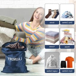 Waterdichte waszakken voor reizen - 4 stuks, opvouwbare waszakken in 3 maten voor vuile kleding, ideaal voor zwemmen, yoga en workouts (Blauw) — thumbnail 3