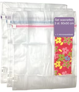 Waszak - Wasnetten groot met rits 3 stuks - microvezeldoek 1 stuk - Wit - Roze - Blauw - Paars - 60 x 50 cm - Incl. verzenden - Ritssluiting - Wasnetjes - Washing Bag - Waszakken - Wasnetje bh lingerie - Transparant - 100% polyester - Wassen — thumbnail 4