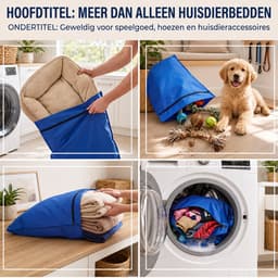 Waszak voor Huisdieren 2 Stuks - Pet Laundry Bag - Waszakken van Twill Polyester - Grote Waszakken met Rits - Voorkomt Dat Waszakken Verstopt Raken Door Dierenhaar - 70 x 60 cm - voor Honden en Katten - Blauw — thumbnail 2