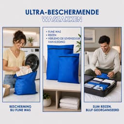 Waszak voor Huisdieren 2 Stuks - Pet Laundry Bag - Waszakken van Twill Polyester - Grote Waszakken met Rits - Voorkomt Dat Waszakken Verstopt Raken Door Dierenhaar - 70 x 60 cm - voor Honden en Katten - Blauw — thumbnail 4